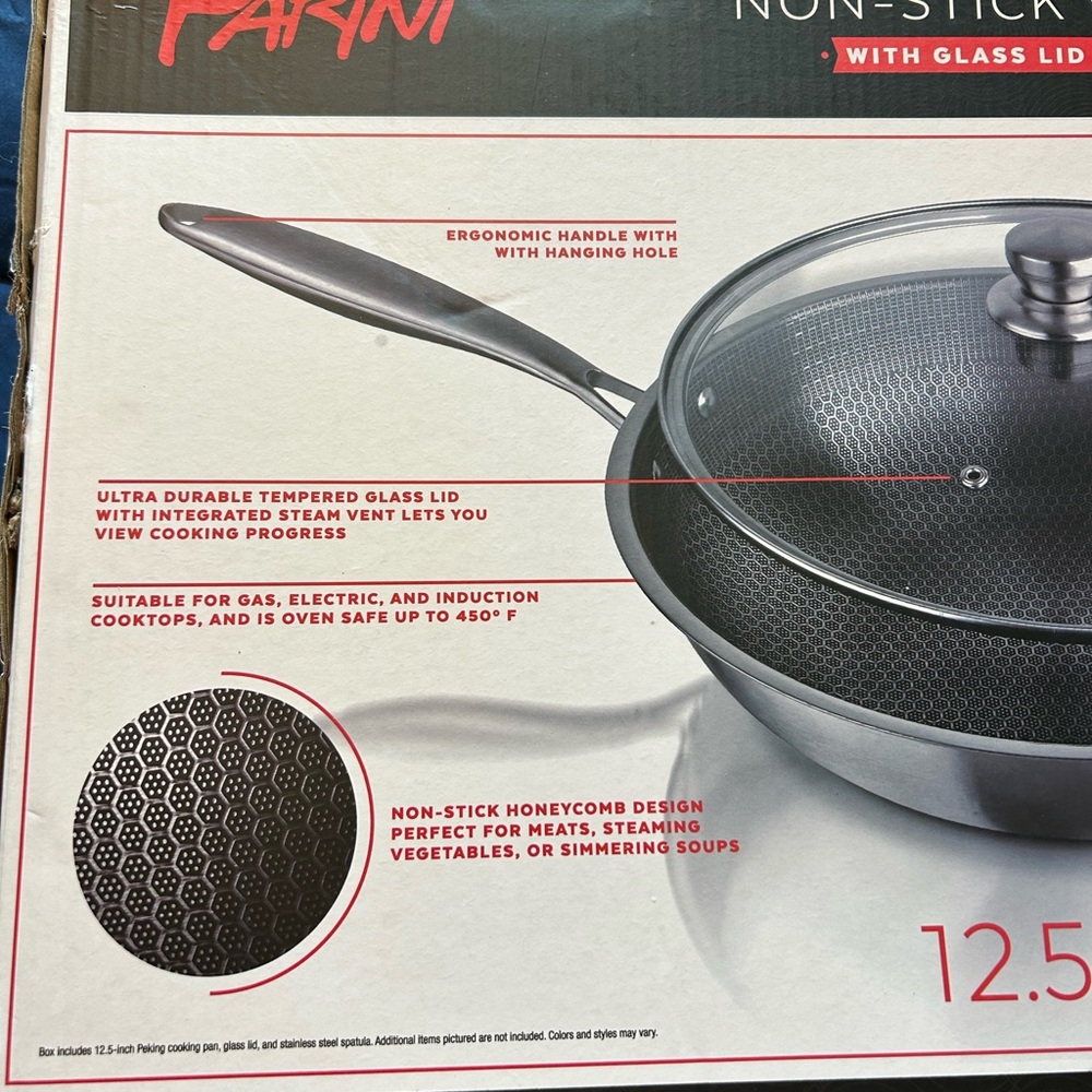 PARINI • Non-Stick Wok Pan • 12.5” x 3.5” • Black/Grey • - Picture 4 of 4